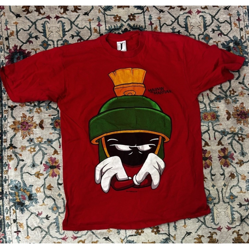 Vintage 1993 Looney Tunes Marvin the Martia Graphic T Shirt Red Sz XL